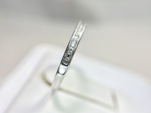 Vintage 10k White Gold Natural Round Diamond Wedding Band Ring