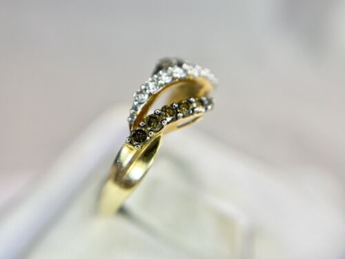 10k Yellow Gold Designer Fancy Brown Color Round Brilliant Natural Diamond Ring