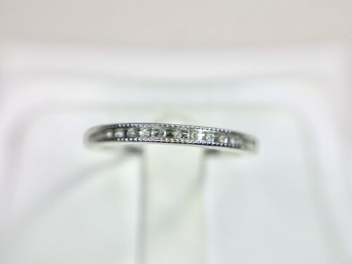 Vintage 10k White Gold Natural Round Diamond Wedding Band Ring