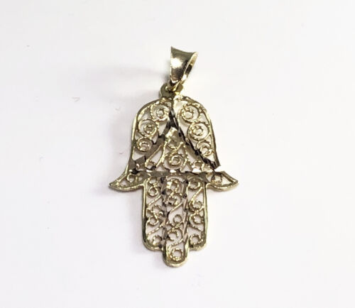 Vintage 14k Yellow Gold Evil Eye Hamsa Hand Small Pendant