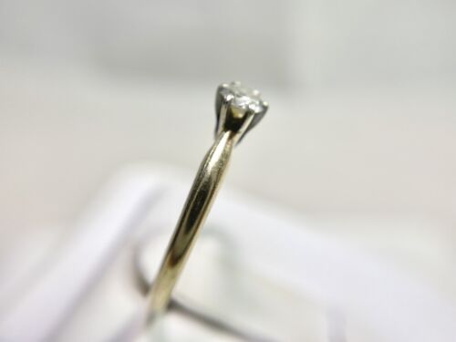 Vintage 10k Yellow Gold Round Brilliant Natural Diamond Small Solitaire Ring