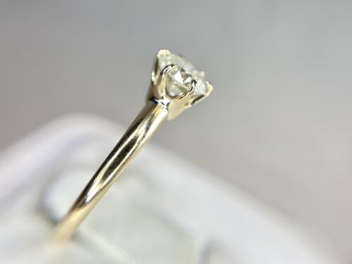 Vintage 10k Yellow Gold Signed Round Diamond Buttercup Solitaire Engagement Ring