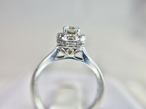 14k White Gold Zales Designer Round Brilliant Diamond Halo Engagement Ring 