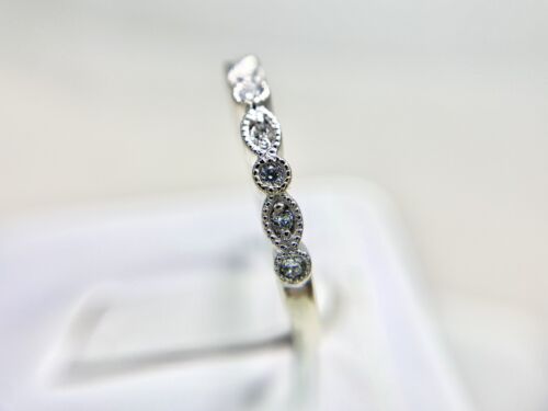 Vintage 14k White Gold Natural Round Brilliant Diamond Wedding Band Ring