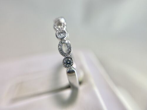 14k White Gold Natural Round Brilliant Diamond Bezel Set Infinity Band Ring