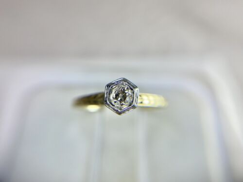 Art Deco 14k Yellow Gold Natural Old European Diamond Solitaire Engagement Ring