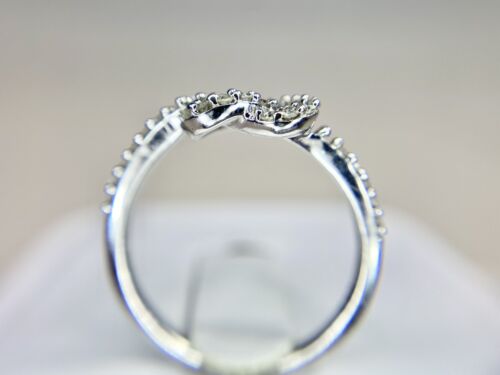 10k White Gold Natural Round Diamond Heart Shape Infinity Bypass Knot Ring