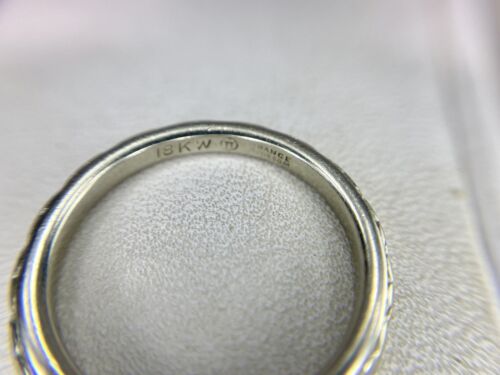 Vintage Art Deco Orange Blossom 18k White Gold Hand Engraved Wedding Band Ring