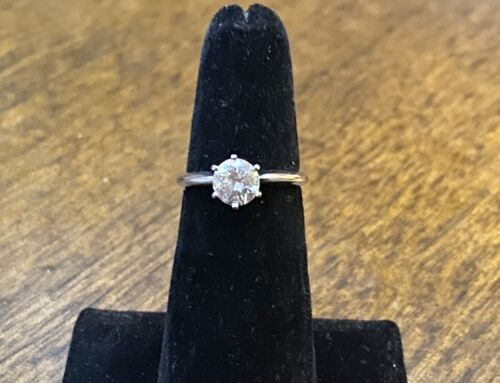 Vintage Platinum Natural Round Brilliant Diamond Solitaire Engagement Ring