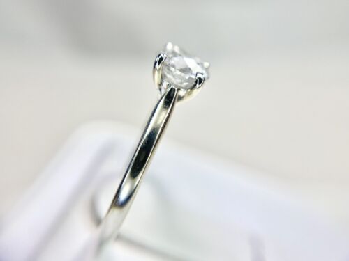 Vintage 14k White Gold Natural Round Brilliant Diamond Solitaire Engagement Ring