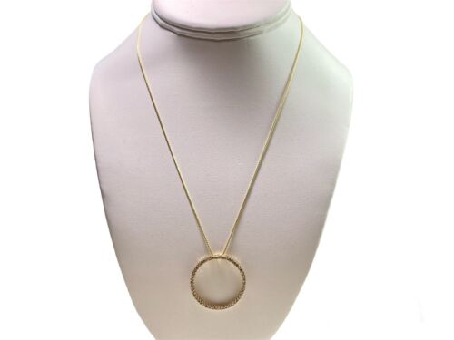 10k Yellow Gold Designer Round Natural Diamond Circle of Life Pendant Necklace