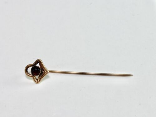 Victorian 10k Yellow Gold Round Rhodolite Garnet Stick Pin