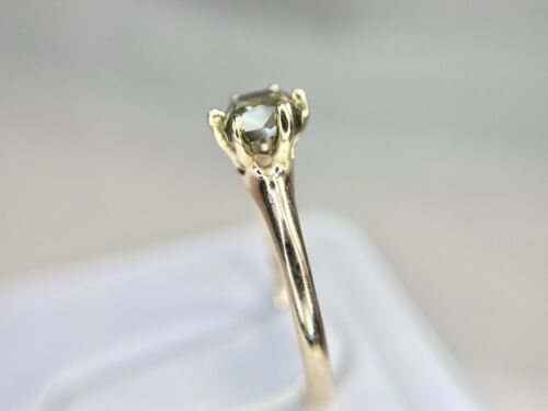 Vintage 10k Yellow Gold Natural Fancy Brown Cushion Shape Diamond Solitaire Ring