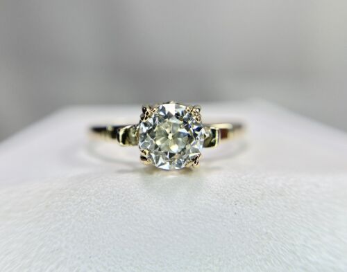 Art Deco Yellow Gold Old European Natural Diamond Solitaire Engagement Ring