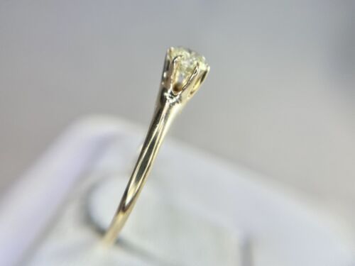 Vintage 14k Yellow Gold Round Natural Diamond Small Solitaire Engagement Ring