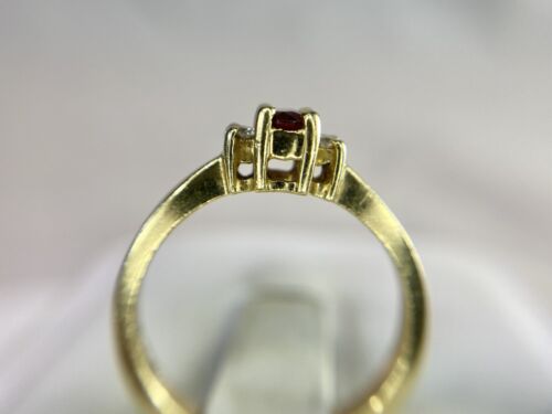 Vintage 14k Yellow Gold Natural Oval Red Rhodolite Garnet Round Diamond Ring