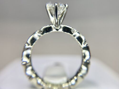 Vintage 14k White Gold Natural Round Brilliant Diamond Engagement Ring 1 ct