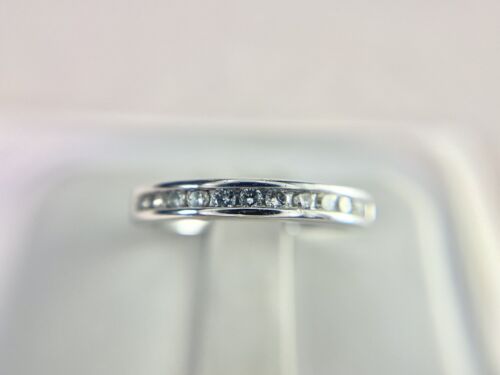 14k White Gold Round Brilliant Diamond Channel Set Wedding Band Ring 1/5 ct