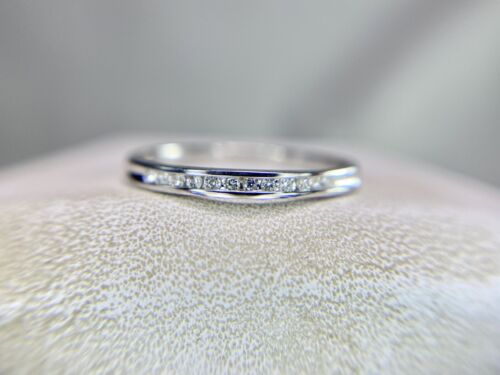 10k White Gold Natural Round Brilliant Diamond Channel Set Wedding Band Ring