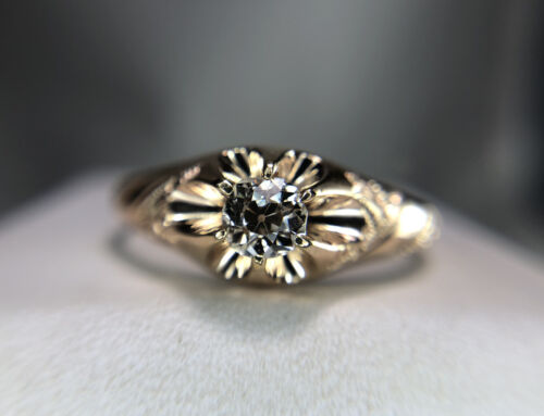 Victorian 14k Rose Gold Old European Natural Diamond Buttercup Engagement Ring