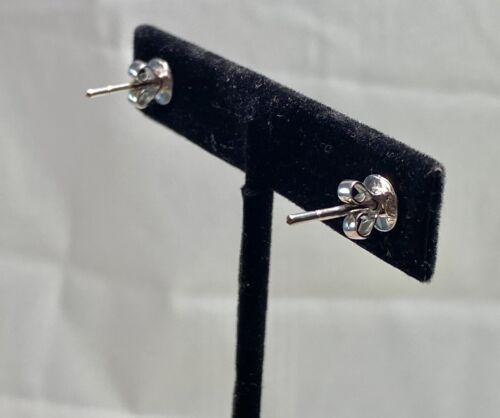 14k White Gold Natural Round Brilliant Diamond Religious Cross Stud Earrings