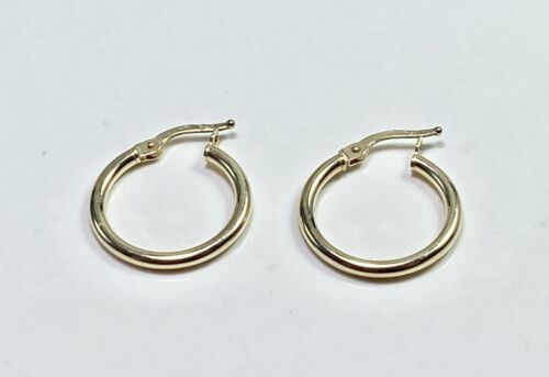 14k Yellow Gold Italy Designer Lightweight Hoop Earrings