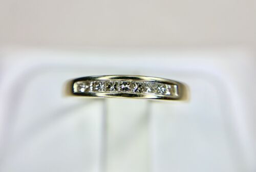 14k Yellow Gold Natural Princess Cut Channel Set Wedding Band Ring