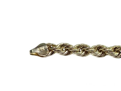 10k Yellow Gold Hollow Lightweight Mens Rope Style Thick Bracelet 