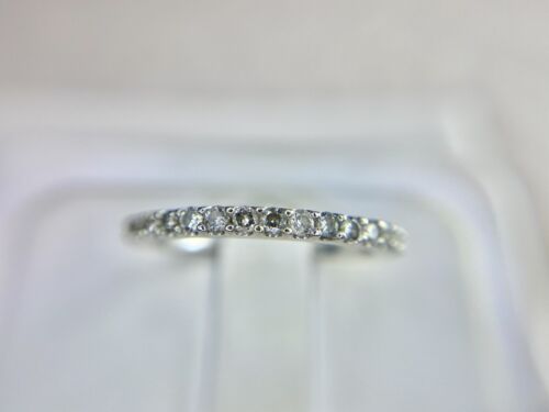 Vintage 10k White Gold Round Brilliant Natural Diamond Wedding Band Stack Ring