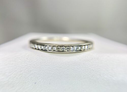 14k White Gold Natural Round Brilliant Diamond Wedding Band Ring