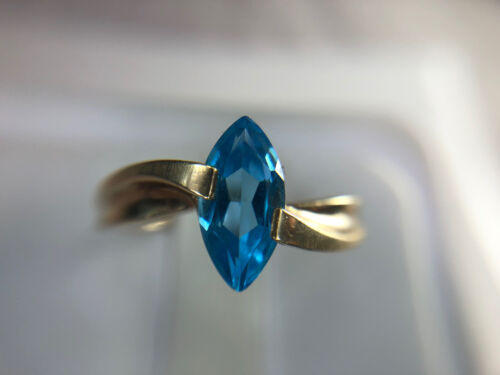 Vintage 10k Yellow Gold Designer Marquise Shape Topaz By-Pass Ring