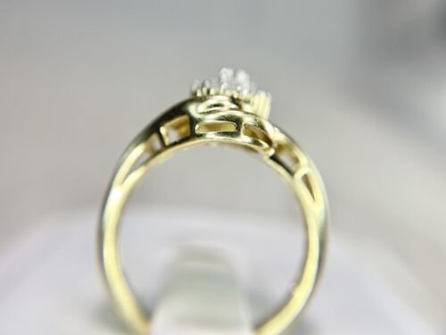 10k Yellow Gold Designer Natural Round Brilliant Diamond Pave By-Pass Ring