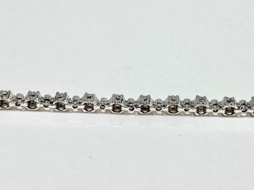 10k White Gold Designer Natural Round Diamond Cluster Set Tennis Bracelet 2 ct