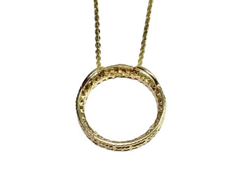 14k Yellow Gold Designer Natural Round Diamond Circle of Life Pendant