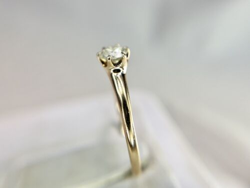 Vintage 14k Yellow Gold Round Natural Diamond Small Solitaire Engagement Ring