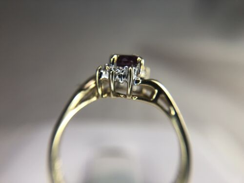 Vintage 10k Yellow Gold Oval Mystic Topaz Round Single Cut Diamond Ring