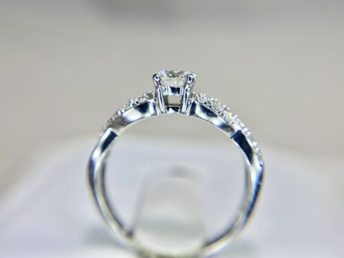 Vintage 10k White Gold Signed Natural Round Brilliant Diamond Engagement Ring