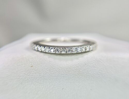 14k White Gold Natural Round Brilliant Diamond Wedding Band Stack Ring 1/4 TCW 