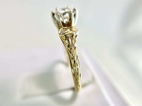 Vintage Art Deco 14k Yellow Gold Natural Round Diamond Solitaire Engagement Ring