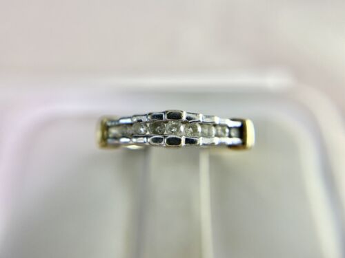 Vintage 10k White Gold Natural Round Brilliant Diamond Pyramid Wedding Band Ring