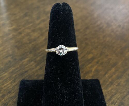 Vintage Antique 14k Yellow Gold Natural Round Diamond Solitaire Engagement Ring