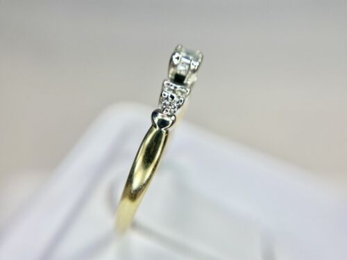 Vintage 14k Yellow Gold Natural Princess Cut Round Diamond Small Engagement Ring