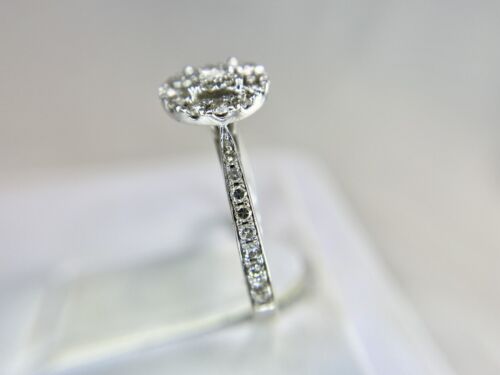 10k White Gold Natural Round Brilliant Diamond Small Halo Engagement Ring