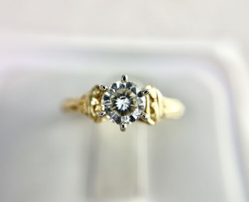 Vintage Art Deco 14k Yellow Gold Natural Round Diamond Solitaire Engagement Ring