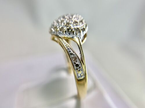 10k Yellow Gold Round Natural Diamond Heart Shape Dome Cocktail Ring