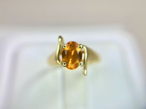 Vintage 14k Yellow Gold Natural Oval Shape Mexican Fire Opal Solitaire Ring