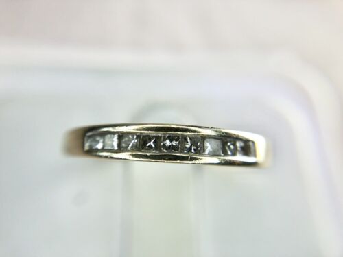 14k Yellow Gold Princes Cut Natural Diamond Channel Set Wedding Band Ring 1/5 ct