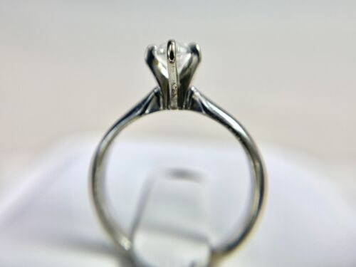 Vintage 14k White Gold Natural Marquise Shape Diamond Solitaire Engagement Ring