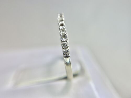 Vintage 10k White Gold Round Brilliant Natural Diamond Wedding Band Stack Ring