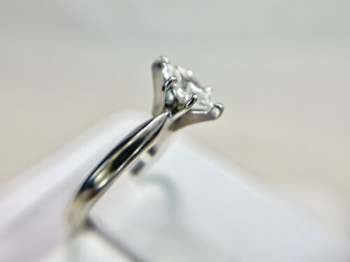 Vintage 14k White Gold Natural Marquise Shape Diamond Solitaire Engagement Ring